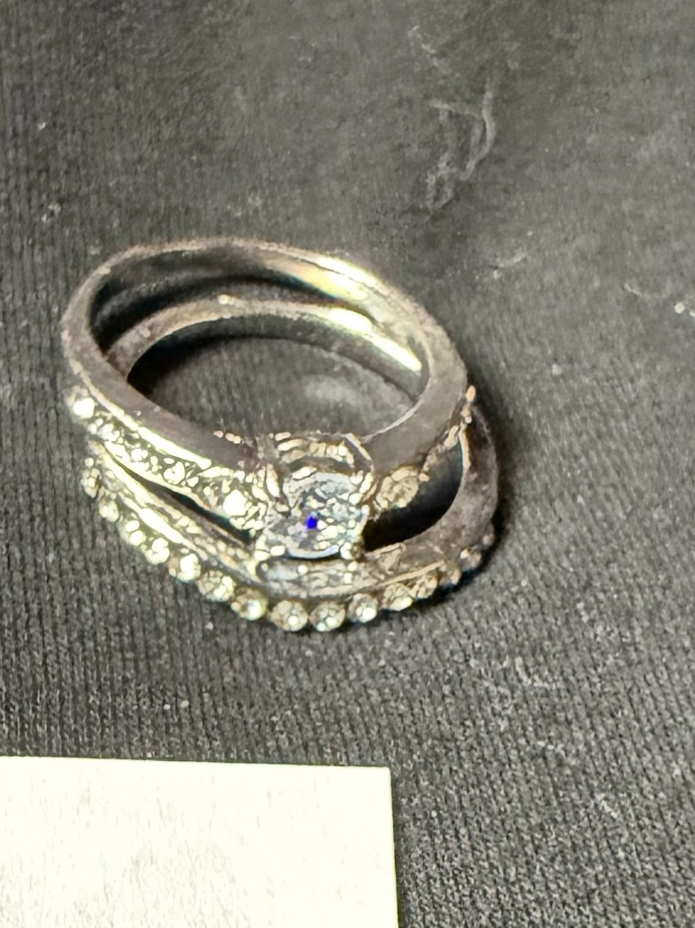 Silver-Tone Moissanite Two-Ring Set Size 7 JYD16A